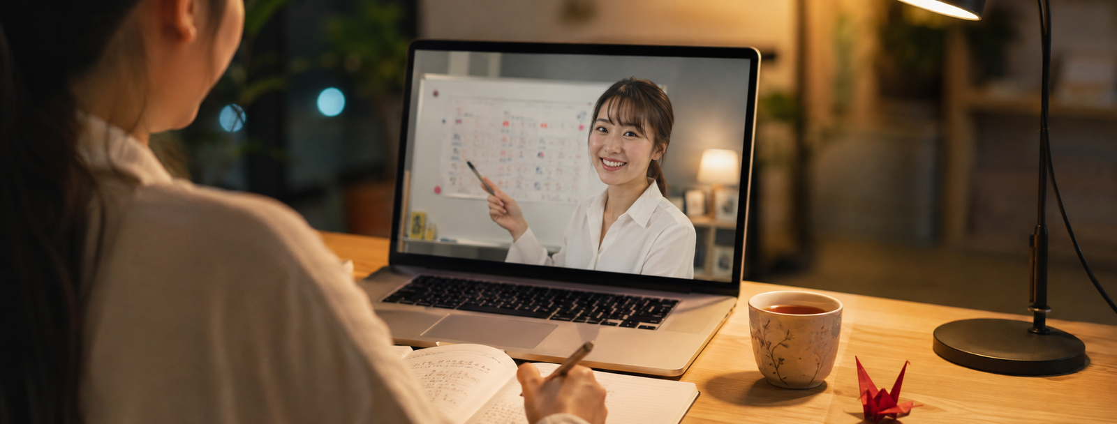Suasana kelas online malam hari Nihonami.id